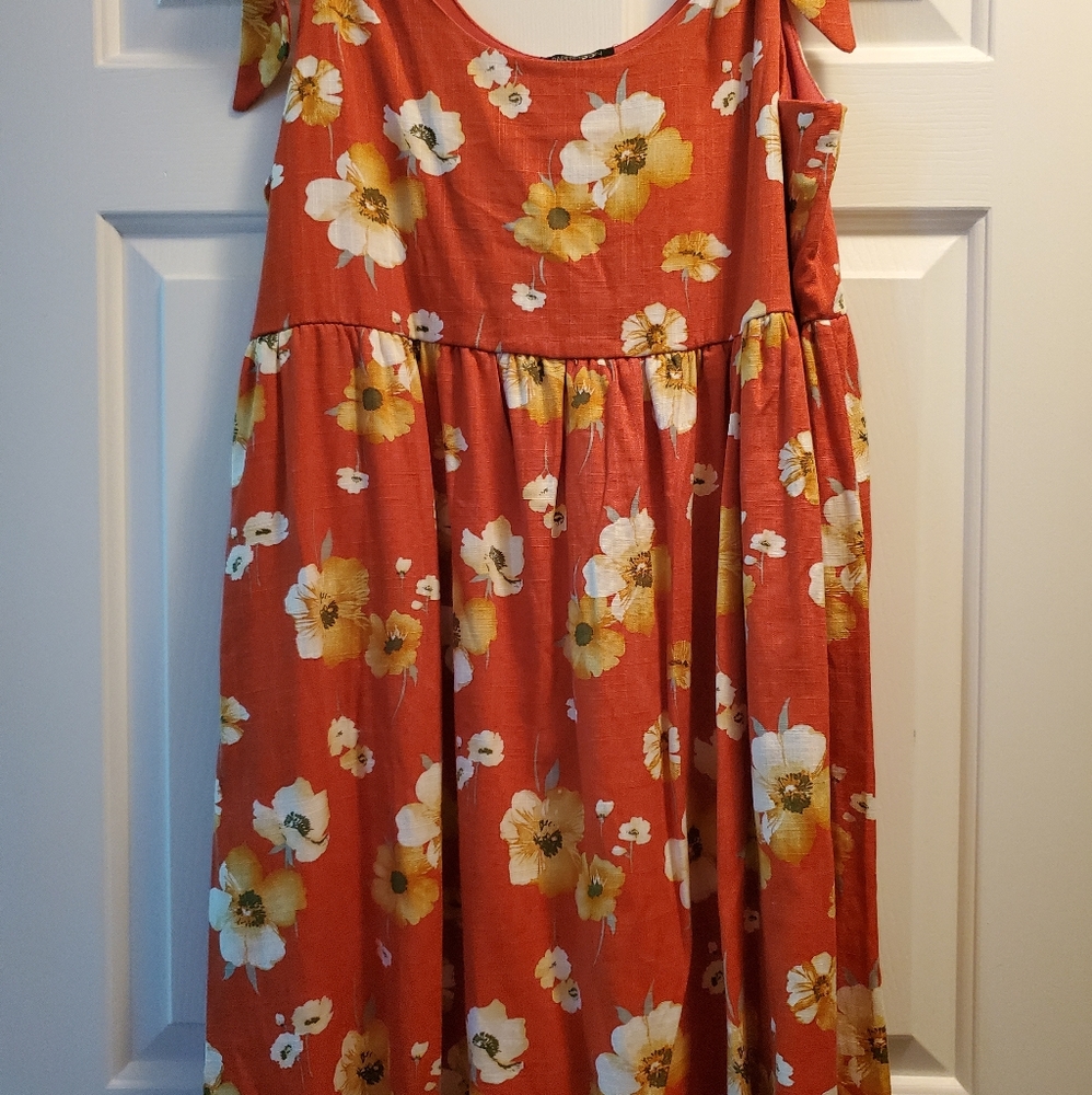 Orange floral baby doll dress